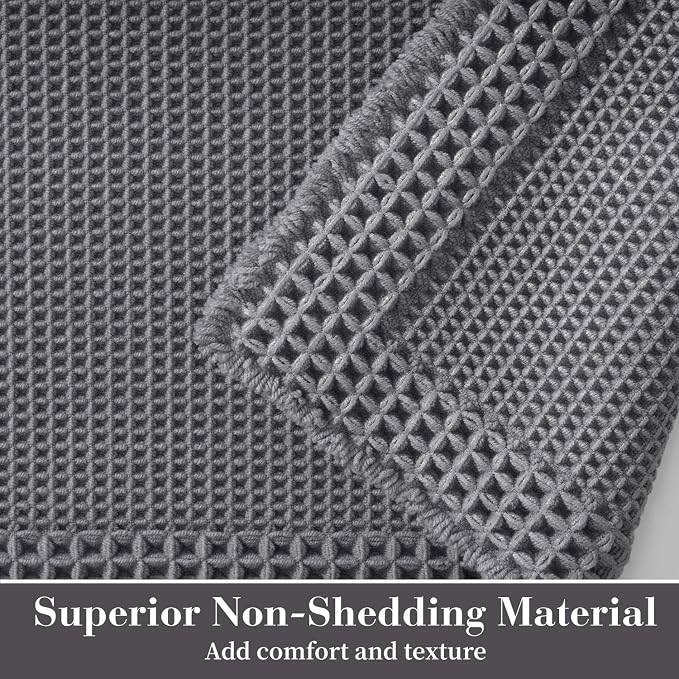 RESARE Waffle Bath Mat for Bathroom, Non Slip Bathroom Rugs 24x36 Dark Grey | - Image 2