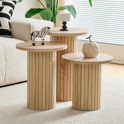 Round Nesting Coffee Table Set of 3 Mid Century Modern Wood Round Coffee Tables by Unknown