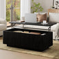 FABATO Mid Century Modern Coffee Table, Wooden Fluted Center Table by FABATO