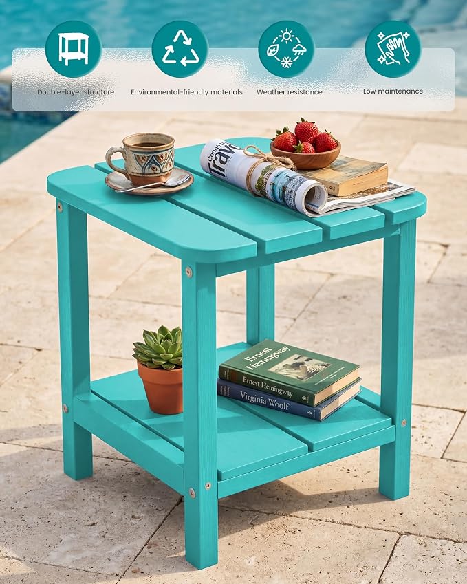 SERWALL Double Adirondack Side Table End Table Set of 2- Tiffany - Image 4