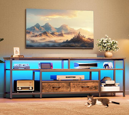 Huuger 63 Inch LED TV Stand for 65 70 Inch TV, Entertainment Center - Image 8