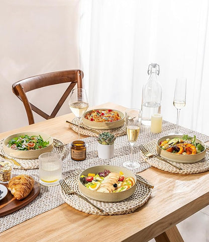 theterra 7.5'' Ceramic Pasta Bowls, Salad Bowls Set of 4, Stoneware Serving Bowls for Fruits, Noodle, Dinner, House-warming Wedding Present, Cappuccino