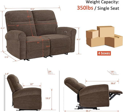 MCombo 64.6" Wall Hugger Power Loveseat Recliner Sofa - Image 3