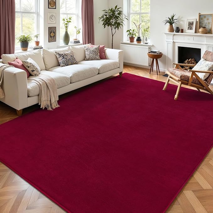 6x9 Area Rugs for Living Room Non Slip Dorm Bedroom Rug, Wine Red | Modern Area by AROGANAREARUG