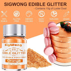 Orange Edible Glitter - 15g Food Grade Luster Dust Powder, Cake Decorating Sprinkle Glimmery Dust for Drinks, Wine, Fondant, Chocolate, Candy, Cookie, Vegan