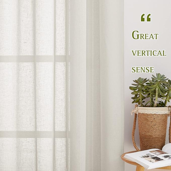 NICETOWN Flax Linen Semi Sheer Curtains - Image 5
