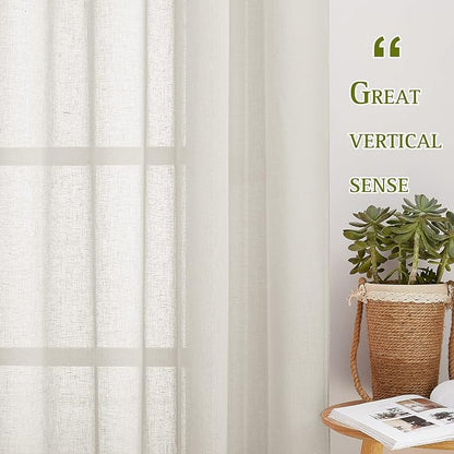 NICETOWN Linen Sheer Curtains 63 inch Length - Image 3