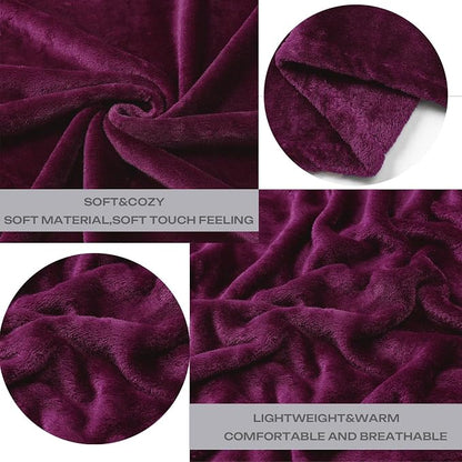 Purple Fleece Plush Throw Blanket 60"x80"for Couch Sofa Fuzzy Cozy Flannel | - Image 2