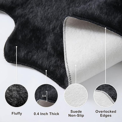 Black Faux Cowhide Rug: Cow Hide Cow Print Rug - Image 3