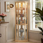 Corner Curio Cabinet, Light Bulb Inclued, Wine Bar China Cabinet by CKEASEANFurniture