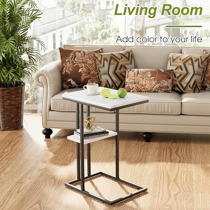 C Shaped End Side Table, Couch Sofa Table - Image 6