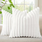 decorUhome Fall Faux Fur Throw Pillow Covers 22x22 Set of 2 White | Decorative by decorUhome