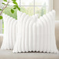 decorUhome Fall Faux Fur Throw Pillow Covers 24x24 Set of 2 White | Decorative by decorUhome