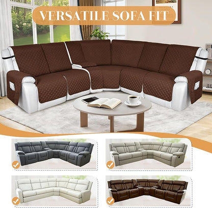 HDCAXKJ Reclining Sectional Couch Covers L Shape Recliner Sofa Middle Console - Image 5