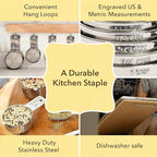 Simply Gourmet Measuring Cups and Spoons Set of 12 – 18/8 Stainless Steel Kitchen Gadgets – Stackable Design with Long Handle Spoons – Fits in Jars – Cooking & Baking Measuring Set for Dry & Liquid
