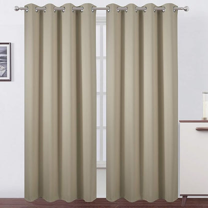 Blackout Curtains 66 x 95 inch/Beige Curtains Set of 2 Panels/Thermal Insulated by Lemomo