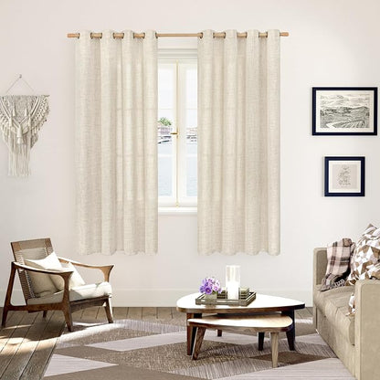 YoungsTex 78 Inch Length Linen Curtains Semi Sheer Light Filtering Drapes | - Image 2