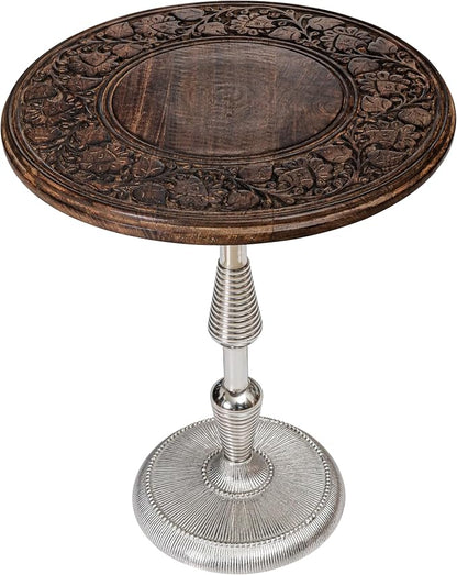 Side Tables-Hand Carved Vintage Boho Folding End Tables - Image 8
