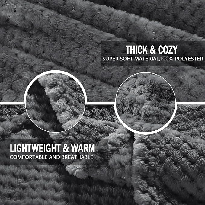 Exclusivo Mezcla Soft Waffle Fleece Bed Blanket Twin Size, Cozy Fluffy Design - Image 7