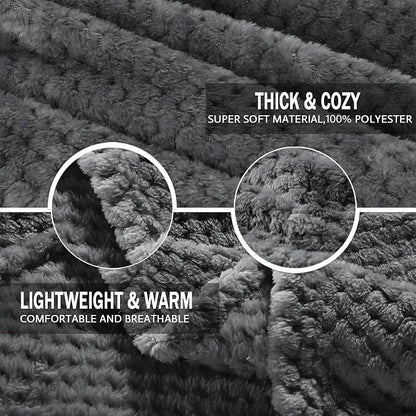 Exclusivo Mezcla Soft Waffle Fleece Bed Blanket Twin Size, Cozy Fluffy Design - Image 7