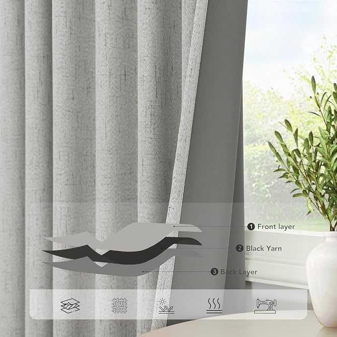 Light Grey Black Out Curtains 72 Inch Long - Image 5