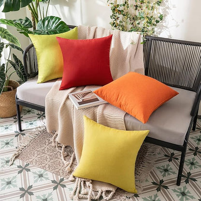 MIULEE Pack of 2 Decorative Outdoor Solid Waterproof Throw Pillow Covers Faux - Image 4