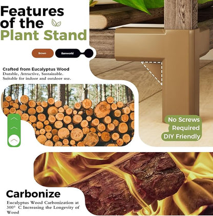 Bamworld Corner Plant Stand Indoor Outdoor Plant Shelf Small Plant Table - Image 5