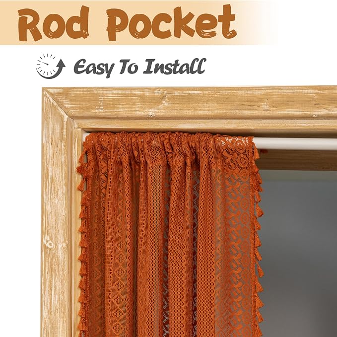 Sutuo Home Terracotta Boho Doorway Curtains - Image 3