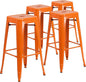 Flash Furniture Lily 4 Pack Commercial Grade 30" High Backless Orange Metal by FlashFurniture