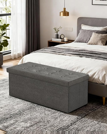 GLAXYFUR 43.3 inches Folding Storage Ottoman Bench Storage Chest Footrest - Image 2