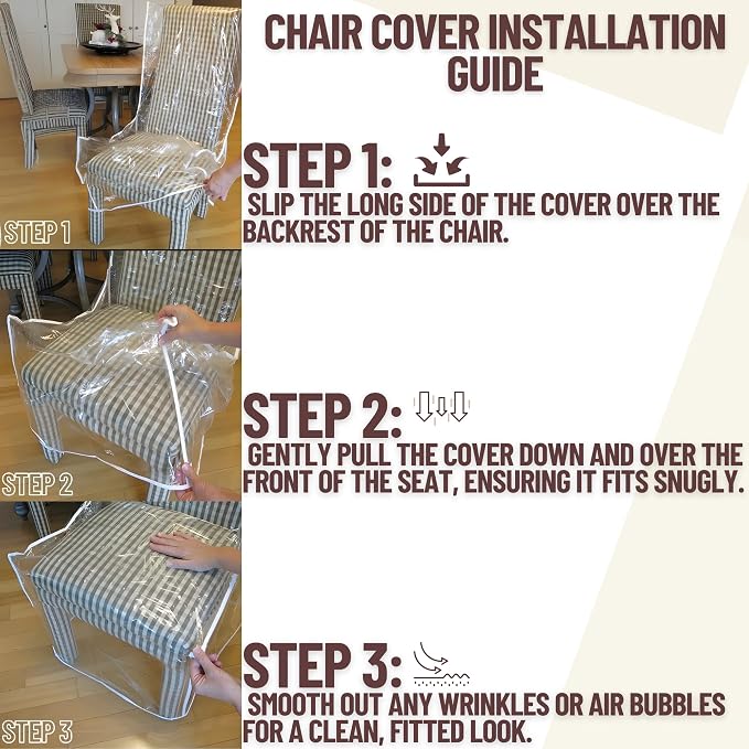 Evelots 8-Pack Clear PVC Dining Chair Covers, Spill-Resistant Protectors | - Image 6