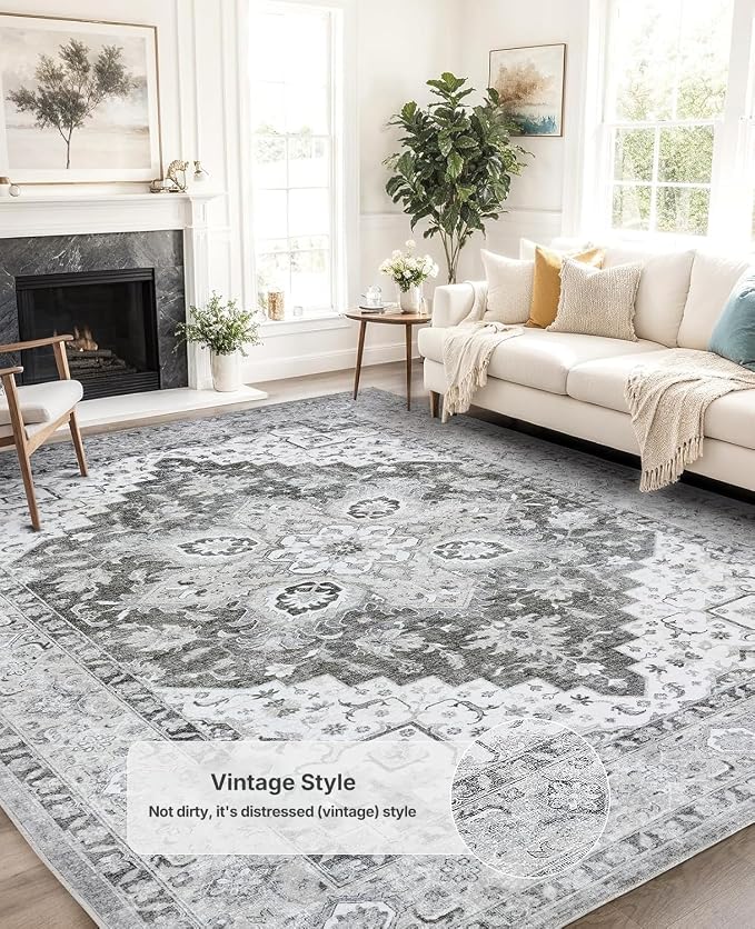 AMADA HOMEFURNISHING 8x10 Area Rugs, Low-Profile Large Washable Area Rug - Image 6