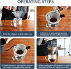 Pour Over Coffee Dripper-Stainless Steel Coffee Filter,Reusable Drip Cone Coffee Filter Portable Pour for 1-4 Cup (With Base, L)