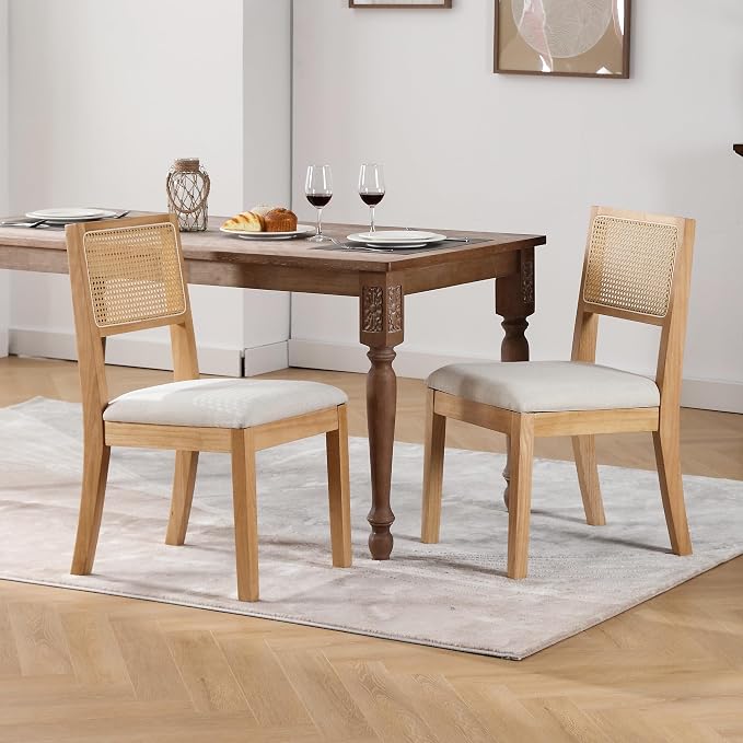 Westice Rattan Dining Chairs Set of 4, Farmhouse Natural Dining Room Chairs - Image 2