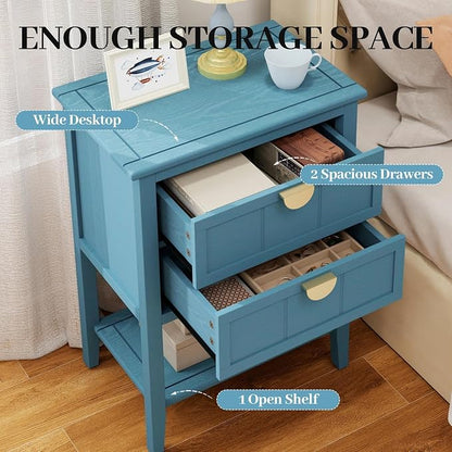 22" Blue Accent Side Cabinet, Modern Wood Sideboard - Image 3
