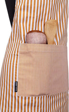 AMOUR INFINI Cotton Aprons for Women with Pockets Adjustable Strap and Waist Ties Washable Printed Aprons for Baking, Cooking, Gardening (Pack of 2- Charcoal & Yellow)