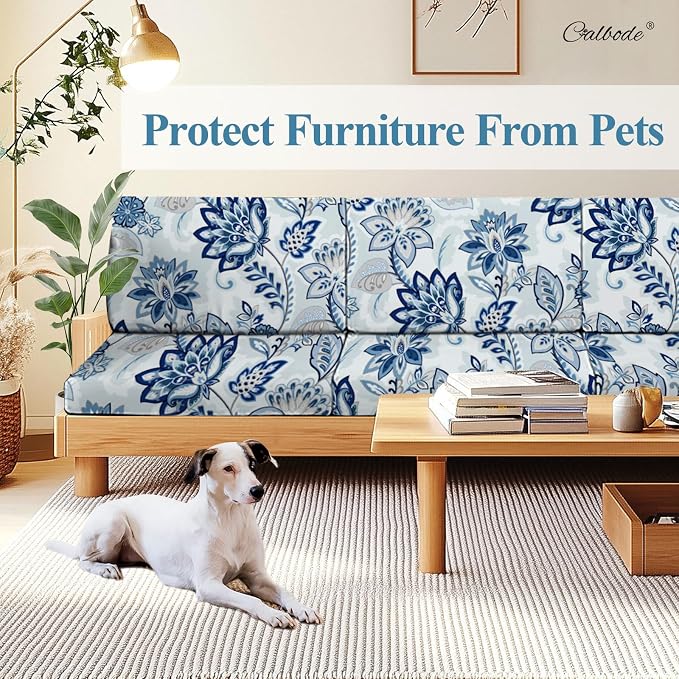 CALBODE 8pcs Floral Printed Stretchy Sofa Cushion Covers - Image 5