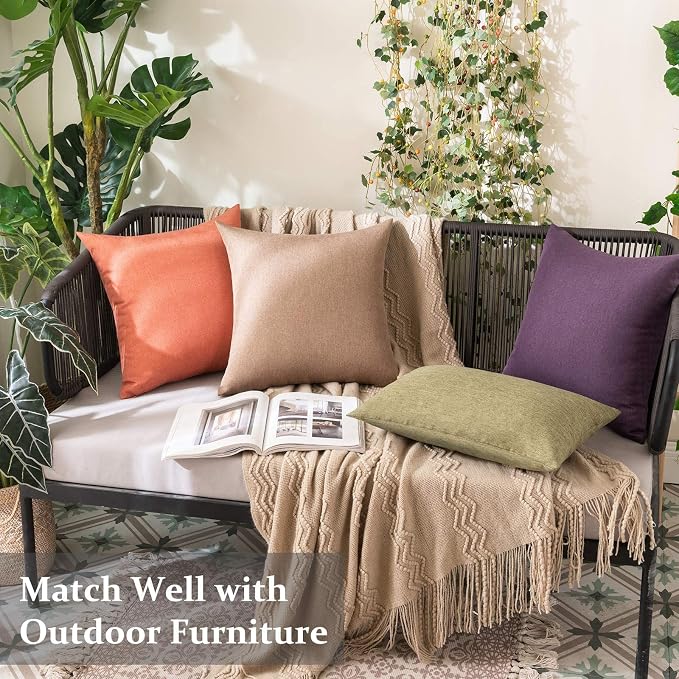 MIULEE Pack of 2 Decorative Outdoor Solid Waterproof Throw Pillow Covers Faux - Image 5