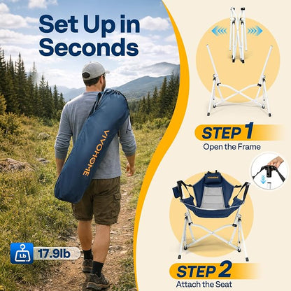 VIVOHOME Hammock Camping Chair, Portable Outdoor Swinging Rocking Chairs - Image 3