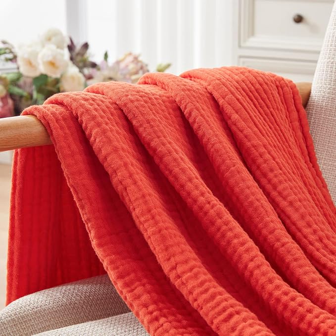 EMME Muslin Blankets for Adults Throw Blanket for Couch Breathable Gauze Soft - Image 8