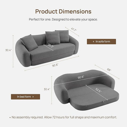 SICOTAS Curved Sofa Couch Bed for Living Room Convertible Futon Cloud Boneless - Image 7