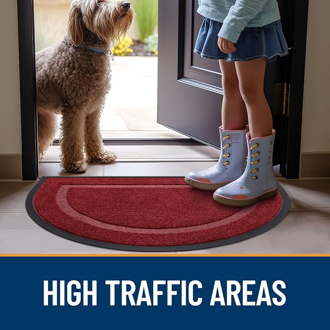 OLANLY Half Circle Front Door Mat Outside 47x23 All-Season Rubber Doormat | - Image 7