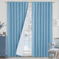 Blue 100% Blackout Linen Curtains 84 Inch 2 Panels by LAMIT
