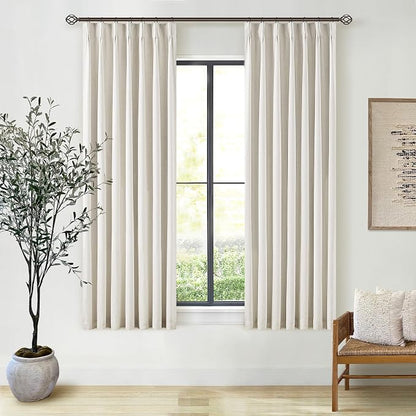 Natural 100% Blackout Pinch Pleated Linen Curtains 63 Inch Long - Image 7