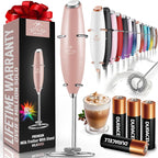 Zulay Kitchen Powerful Milk Frother Wand With 4 AA Duracell Batteries - Ultra Fast Handheld Drink Mixer - Electric Whisk Foam Maker for Coffee, Lattes, Cappuccino, Matcha & Creamer -