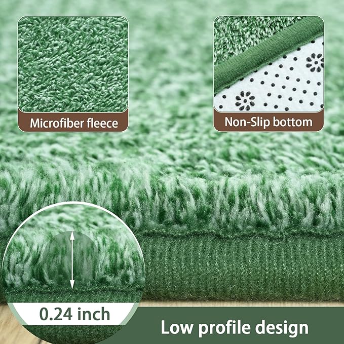 2x6 Runner Rug for Hallway, Long Runner Rugs Non Slip, Matte Green | Soft - Image 6