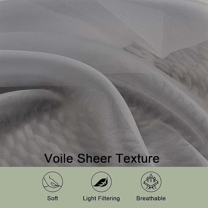 Grey Sheer Curtains 120 Inches Long 2 Panels Set, Airy Lightweight Sheer Grey - Image 5