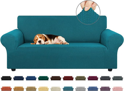 Stretch Loveseat Couch Cover, 2 Cushion Couch Slipcover, Peacock Blue | 1-Piece by KEKUOU