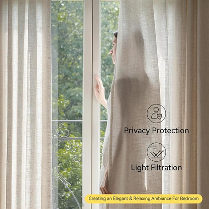 Liz Sheer Pinch Pleated Linen Curtains 108 Inches Long - Image 3