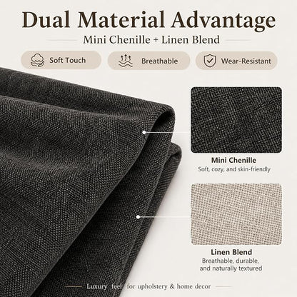 Mini Chenille Linen Blend Upholstery Fabric by the Yard, 57 Inch Wide Soft - Image 2